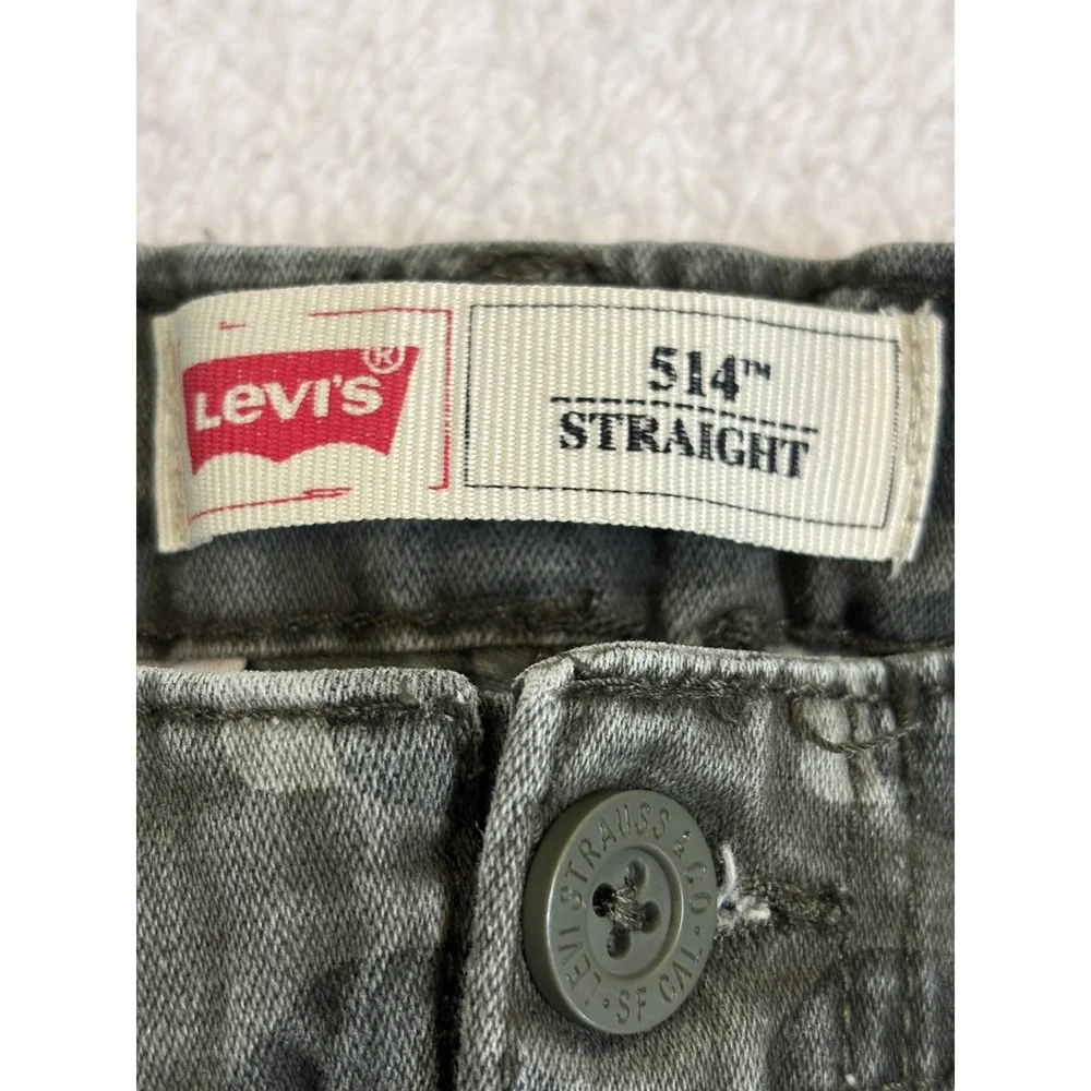 Levis 514 Straight Camo‎ Cargo Pants Kids Boys Green Camouflage Trousers